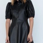 ZARA NWT Bloggers WOMAN FAUX LEATHER MINI DRESS PUFF SLEEVES Size S Photo 0