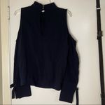 Topshop  navy cut out belted sleeve blouse top Photo 5