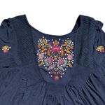 Free People  Mohave Embroidered Mini Dress Black Southwestern Small Peasant Flowy Photo 7