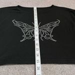 SheIn  Black Butterfly Rhinestone Cropped Long Sleeve Tee {PLUS SIZE} Photo 3