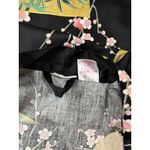 NEW Smithsonian S Black Kimono Robe Floral Fan Crane Yukata Made Japan Photo 11