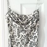 Fiori di Zucca White Black French Countryside Floral Print Silk Midi Drape Dress Size 8 Photo 4