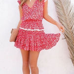 VICI ✨  Red & White Floral Ruffle Mood for Dance Dress✨ Photo 0