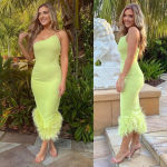 House Of CB House of‎ CB ‘Alessia’ Lime Feathered Midi Dress size XS $299 Photo 0
