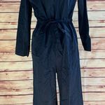 COS  Navy Blue V-Neck Long Sleeve Belted V Neck Wide Leg Jumpsuit, Size 6 Photo 1