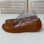 EARTH Women's "Jett" Woven Round Toe Slip On Leather Ballet Flats Med Brown Photo 1