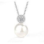 Boutique NEW Pearl Pave Simulated Diamond Necklace White Gold 925 Silver 16-18"‎ Photo 2