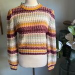 MINKPINK striped knit Sweater Orange pink crewneck medium khalida boho cottage Photo 2
