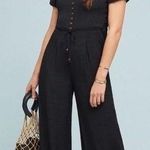 Maeve Anthropologie Black Square Neck Button Front Wide Leg Jumpsuit Size 4 Photo 0