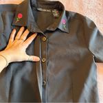 No Boundaries  Y2K vintage black 3/4 sleeve button up embroidered flowers size L Photo 7