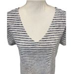 Aeropostale Striped Raw Edge V-Neck Loose Top Navy Blue Small Photo 1