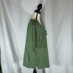 Anne Klein Womens Popover Top L Linen Blend Gold Zip Tassel Roll Tab Sleeve Photo 3