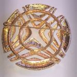 Elegant Vintage Gold Tone Cutout Retro Round Brooch Photo 3
