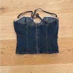 SheIn - Studded Corset Style Crop Top in Denim Blue Photo 1
