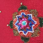 Victoria Jones  Womens M Red Sweater Beaded Embellished Sequence Festive Photo 9