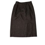 Kasper Vtg 80s 90s  Wool Blend Skirt Metallic Tweed High Waist Midi Black Gold 10 Photo 1