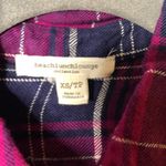 BeachLunchLounge Beach Lunch Lounge Pink Plaid Button Up Long Sleeve Blouse Photo 4