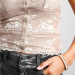 Gimmicks by BKE  Floral Mesh Lace Tank Top Cream Valentine Cottagecore Size XS Photo 2