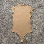 Lulus tan mockneck short cap sleeve bodysuit size M Photo 1