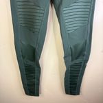 Alo Yoga High Waist Moto Leggings Olive Green Ribbed Panel Activewear Pants Photo 2