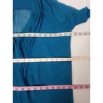 Olsenboye Blouse Size XL Womens Button down Sheer Pleated Turquoise Short Sleeve Photo 10