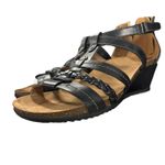 Earth Origins Kendall Wedge Sandals Braided Straps Comfort Black Zip 9.5M Photo 3