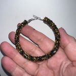 Black and Gold Chunky Sparkle Hoop Earrings Photo 3