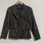 Christian LaCroix Script Size 10 Velvet Blazer Burnout Floral Leopard Print Jacket Black Red Tan Photo 1