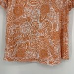 Chico's  1 Size M Boho Top Shirt Orange Paisley Floral Embroidered Beaded Casual Photo 6