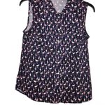 Talbots Petite Flamingo Button Front Sleeveless Tank Top Navy Pink Small P Photo 0