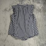 Draper James  Shirt Blue White Gingham Top Ruffle Sleeve Button Down‎ Blouse XS Photo 2