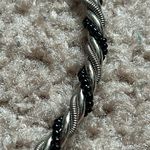 Women’s vintage silver/black twisted‎ dainty breaded bangle bracelet one size Silver Photo 3