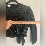 Vintage 80s Black Satin &Sequin wrap blouse size 11 Black Photo 6
