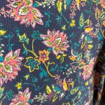 Sundance Sz M Blue Floral Waffle Knit Thermal Button Cuff Velvet Long Sleeve Top Size M Photo 3