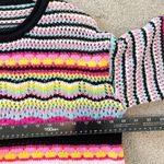 Vintage Women Dress XL Grannycore Crochet Open Knit Retro 70s Flare Coquette Blue Photo 8