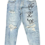ZARA  Destroyed Distressed Graffitti Jeans 36 Baggy Loose Crop Womens Mens Unisex Photo 0