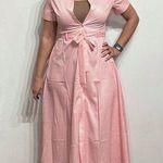 FHQ Pink Polka Dot Midi Shirt Dress Sz S NWT Photo 0