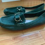 Isaac Mizrahi  Emerald Suede Loafers with Gold Detail Photo 1