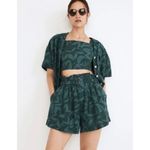 Madewell  Dark Green Tropicale Floral Linen-Blend Pull-On Paperbag Shorts S Photo 1