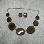 Smoky olive oval necklace earring set Silver Photo 0