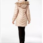 Kenneth Cole • Tan Quilted Faux Fur Trim Hooded Down Puffer Coat Photo 35