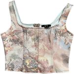 Forever 21 Renaissance Art Print Denim Cotton Cropped Tank Top Size Medium. Photo 1