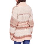 Free People  Cozy Cabin Chunky Knit Boho Ivory Peach Cardigan Sweater Oversized X Photo 9