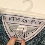 Ivory Ella  Blue Rose Floral Spellout Waistband Cropped or Capri Active Leggings Photo 5