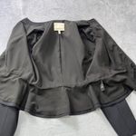 Rebecca Taylor  Black Jacket‎ Size 4 Black Zip Front Stretch Blazer Feminine Fit Photo 5