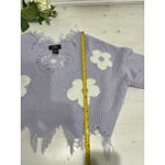 Just Polly New York Lilac White Flower Cropped Distressed Sweater Photo 4