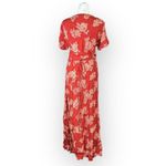 Lulus  Wrap Maxi Dress Women's XL Rust Red Beige Floral V-Neck Flutter Sleeves Photo 4