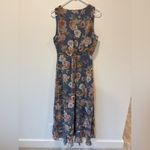 Dress Forum Los Angeles Blue Floral Midi Dress Slit Ruffle Formal Wedding Garden Photo 9