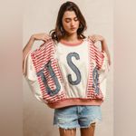 NWT BiBi Freedom USA Stitch Patchwork Top Blue Photo 5