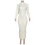RONNY KOBO Elias Long Sleeve Ribbed Knit Maxi Dress, Pearl, Medium White Photo 6